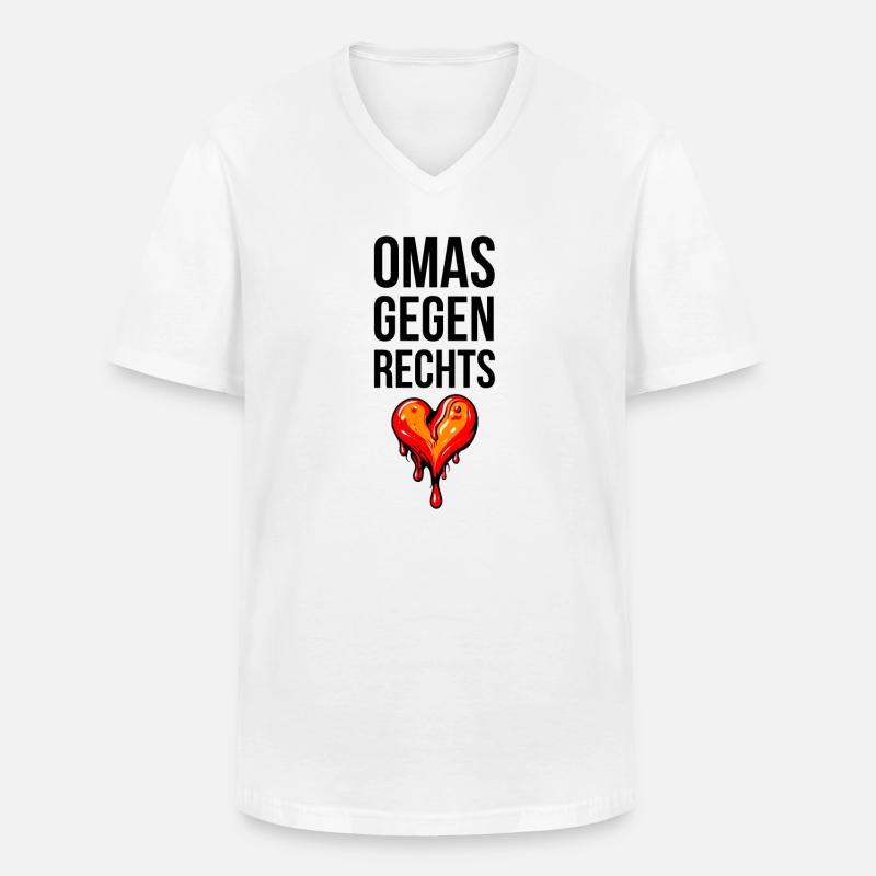 OMAS GEGEN RECHTS mit Herz - Männer-T-Shirt mit V-Ausschnitt - Weiß