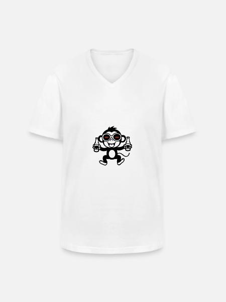 Party Monkey - Men's V-Neck T-Shirt - white