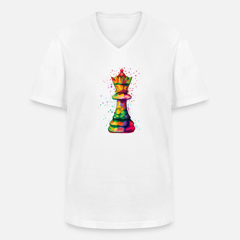 Kunst Schachfigur Königen - Männer-T-Shirt mit V-Ausschnitt - Weiß