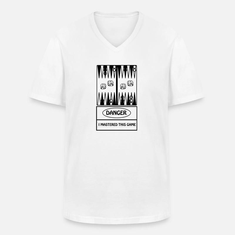 boardgame chess backgammon game night - Männer-T-Shirt mit V-Ausschnitt - Weiß