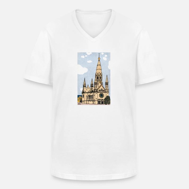 Kaiser Wilhelm Gedächtniskirche Berlin - Männer-T-Shirt mit V-Ausschnitt - Weiß
