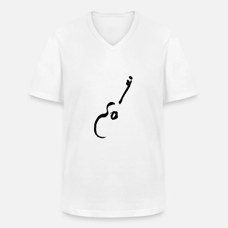 Gitarre - Männer-T-Shirt mit V-Ausschnitt - Weiß
