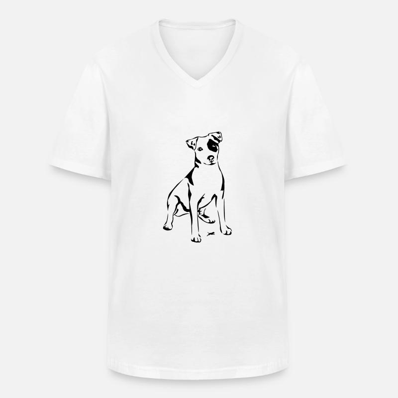 Jack Russel - Männer-T-Shirt mit V-Ausschnitt - Weiß