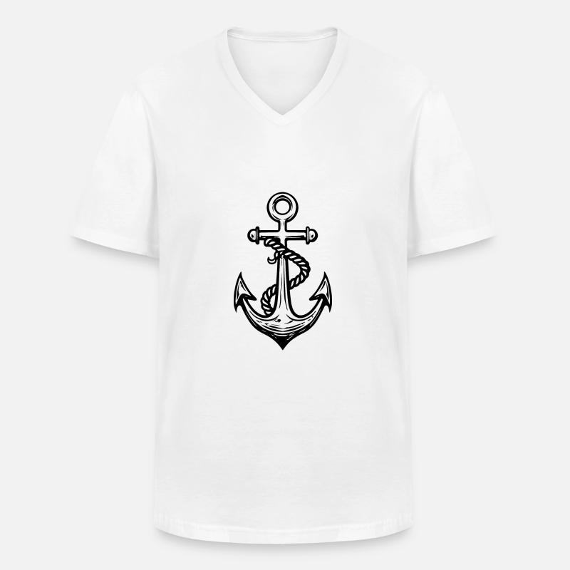 Anker - Männer-T-Shirt mit V-Ausschnitt - Weiß
