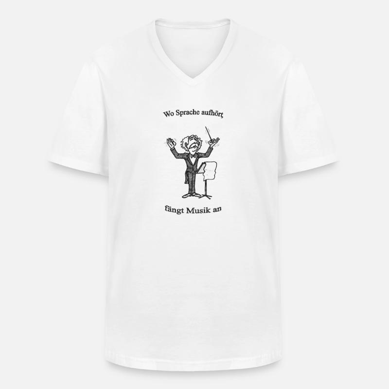 Dirigent mit Text sw - Männer-T-Shirt mit V-Ausschnitt - Weiß