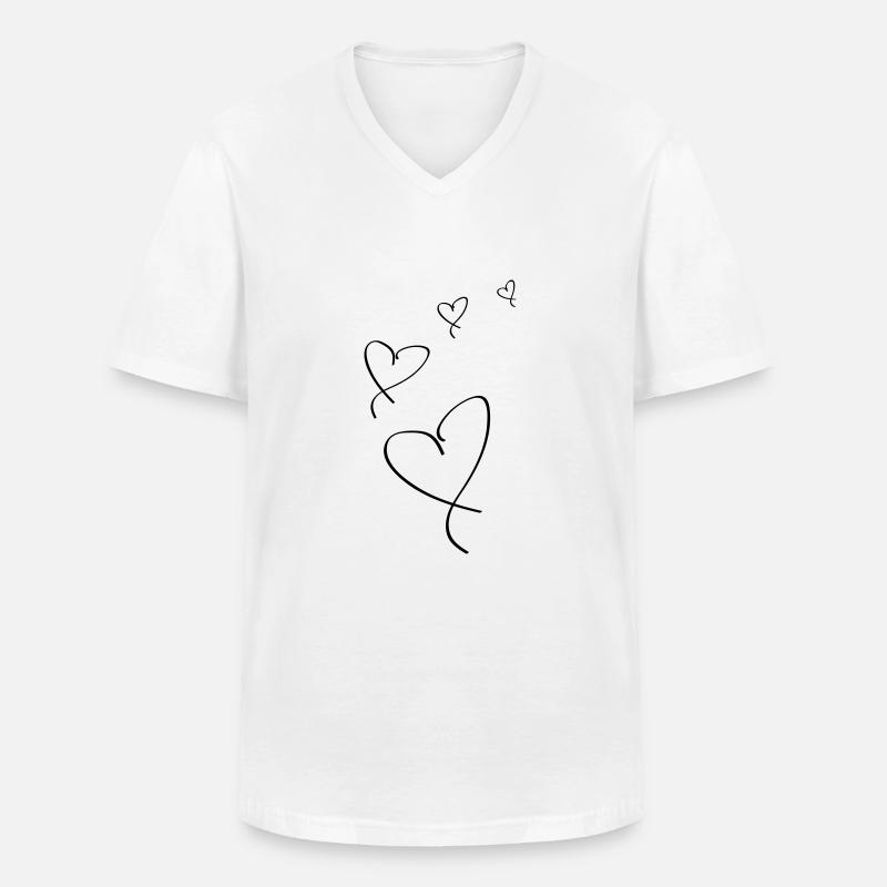 Fliegende Herzen - Männer-T-Shirt mit V-Ausschnitt - Weiß
