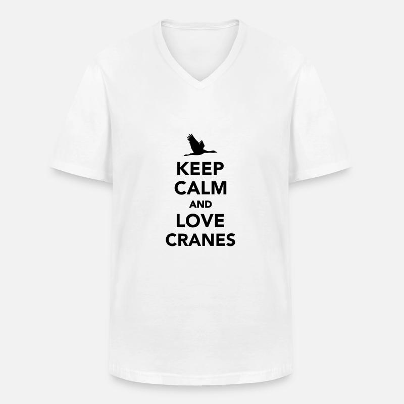 Kranich - Männer-T-Shirt mit V-Ausschnitt - Weiß