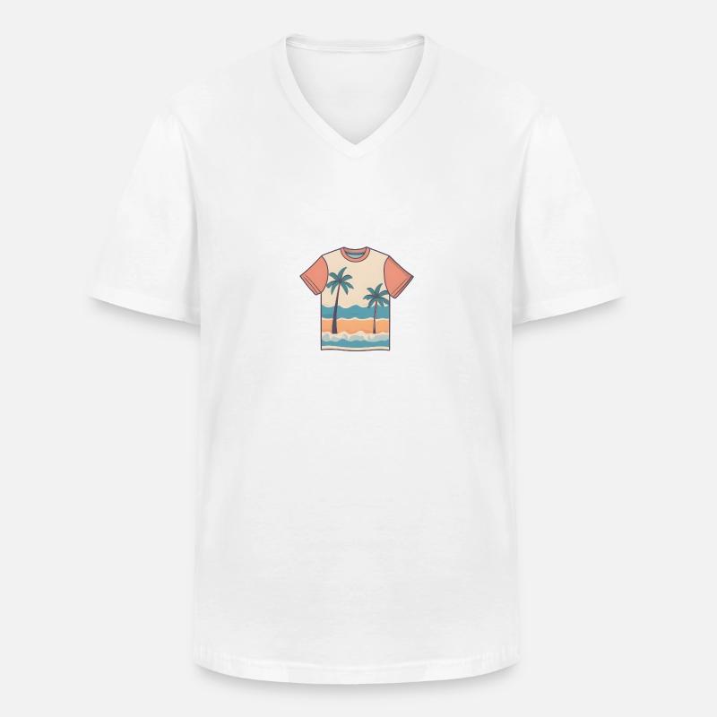 Beachfront Bliss - Männer-T-Shirt mit V-Ausschnitt - Weiß