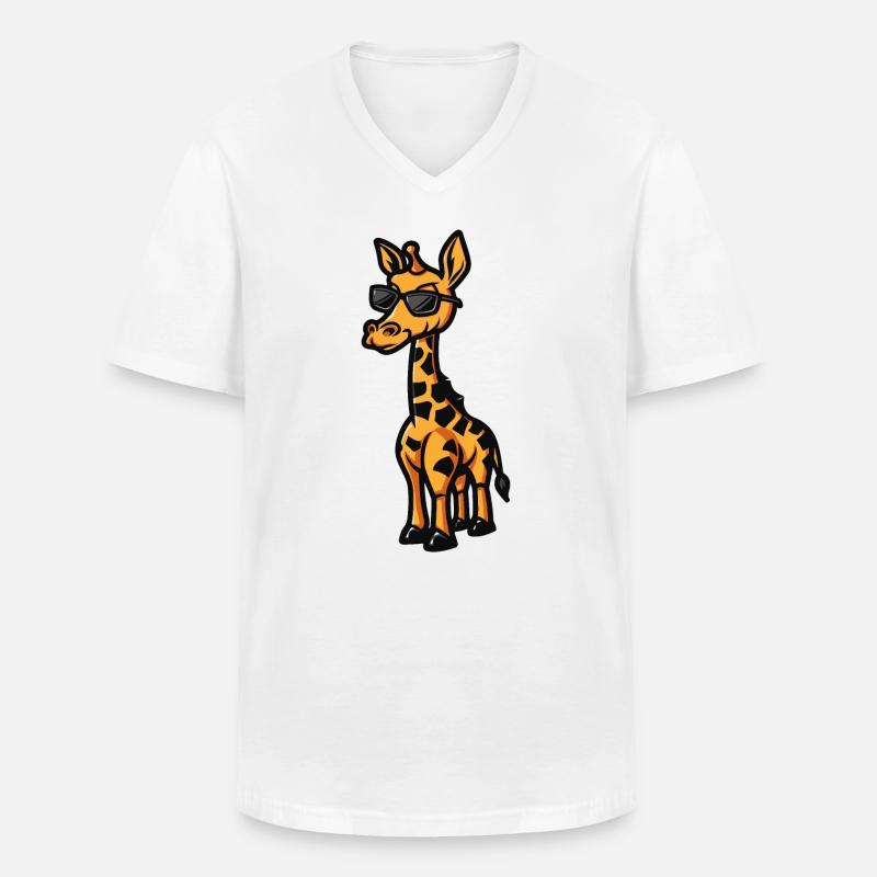 Giraffe Cool Comic - Männer-T-Shirt mit V-Ausschnitt - Weiß