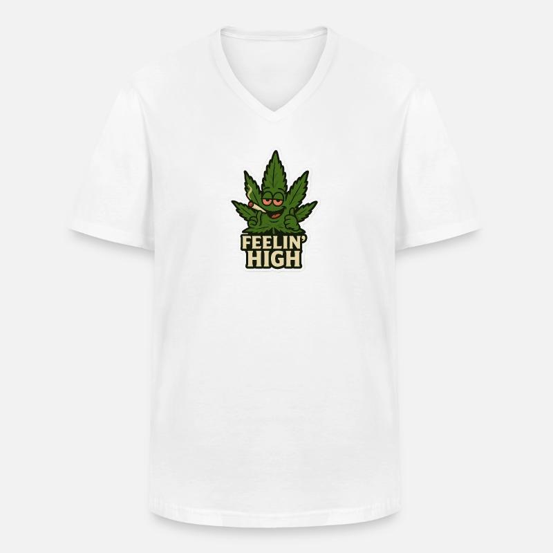 Fühlen Hoher Blatt - Männer-T-Shirt mit V-Ausschnitt - Weiß