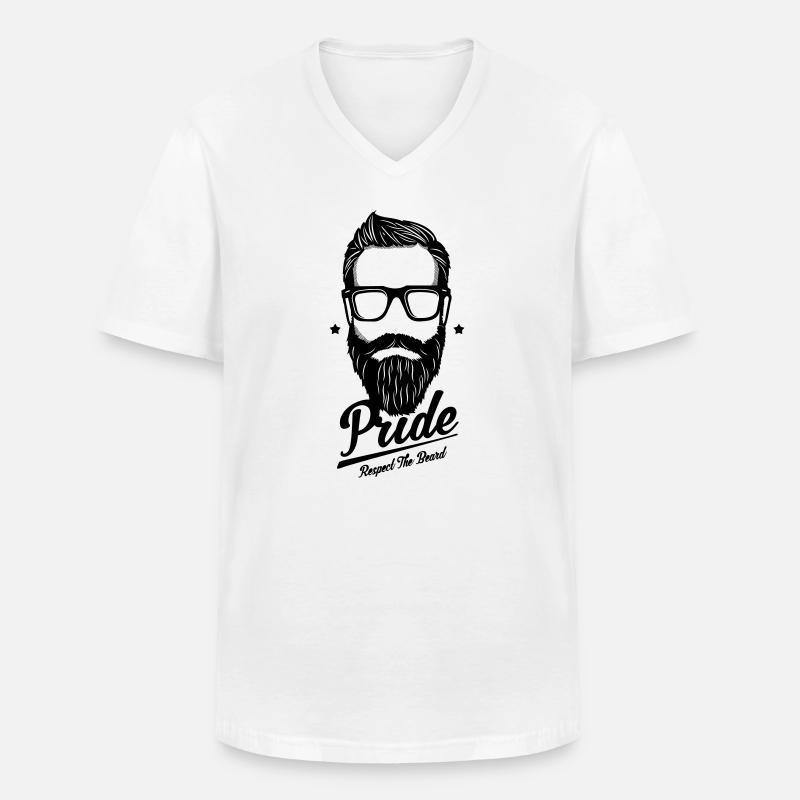 Bart - Respect the beard - Männer-T-Shirt mit V-Ausschnitt - Weiß