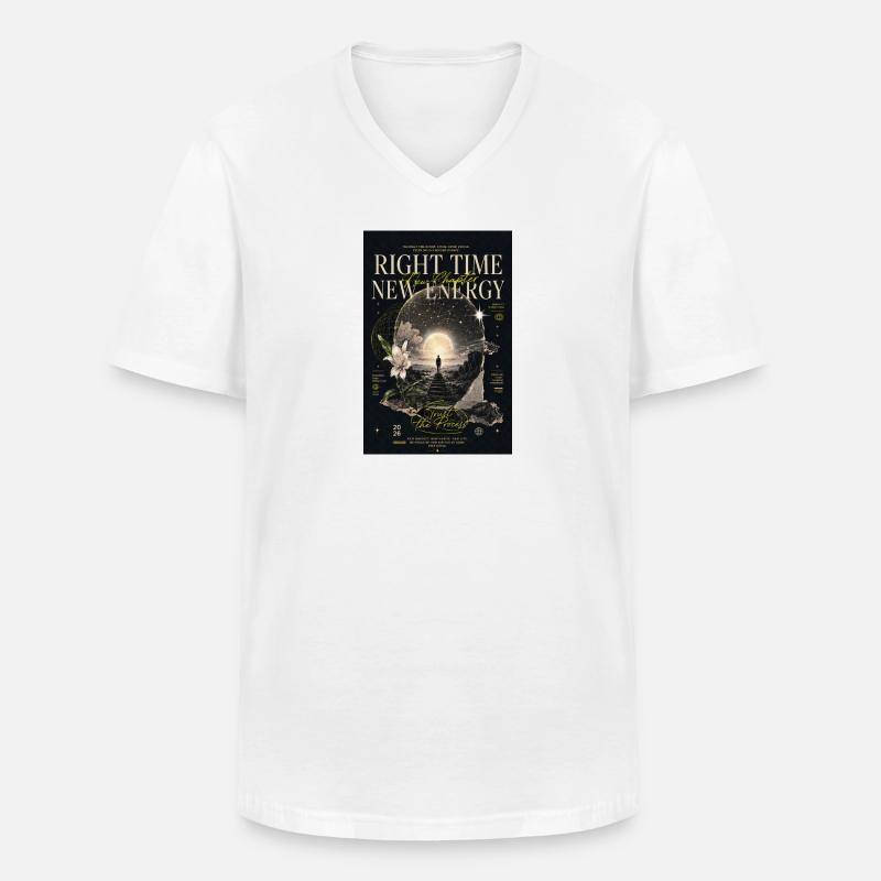 Right Time Neue Energie - Männer-T-Shirt mit V-Ausschnitt - Weiß