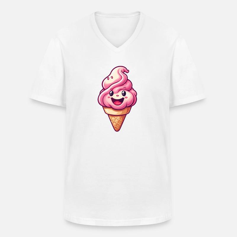 Lächelnde Eiskreation - Männer-T-Shirt mit V-Ausschnitt - Weiß