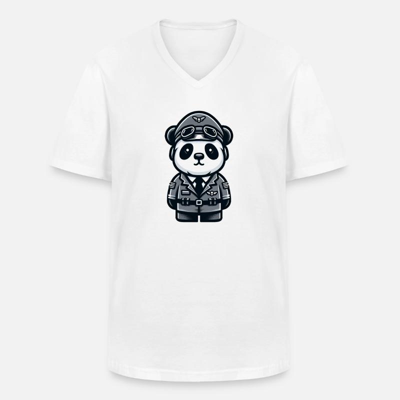 Cute Panda Pilot - Männer-T-Shirt mit V-Ausschnitt - Weiß