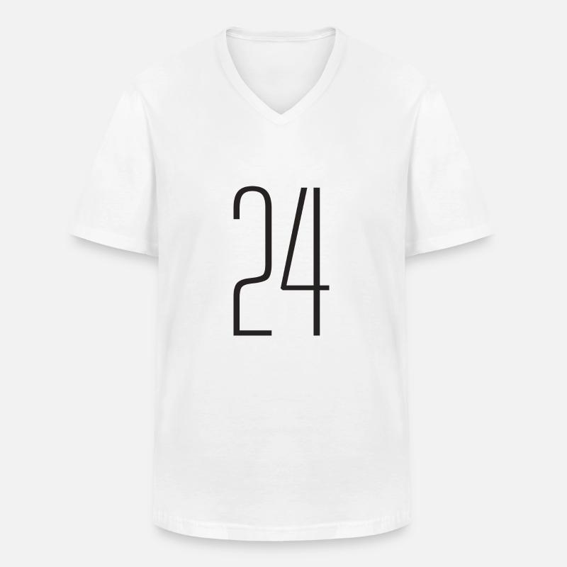 24 - Männer-T-Shirt mit V-Ausschnitt - Weiß