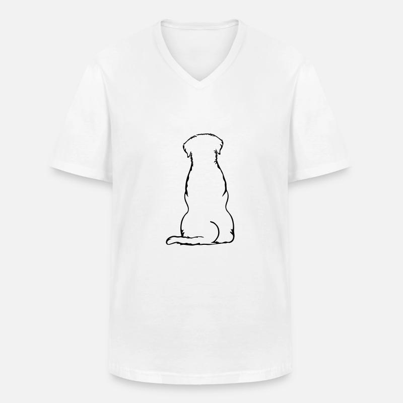 Labbi_sitzend_Back - Männer-T-Shirt mit V-Ausschnitt - Weiß