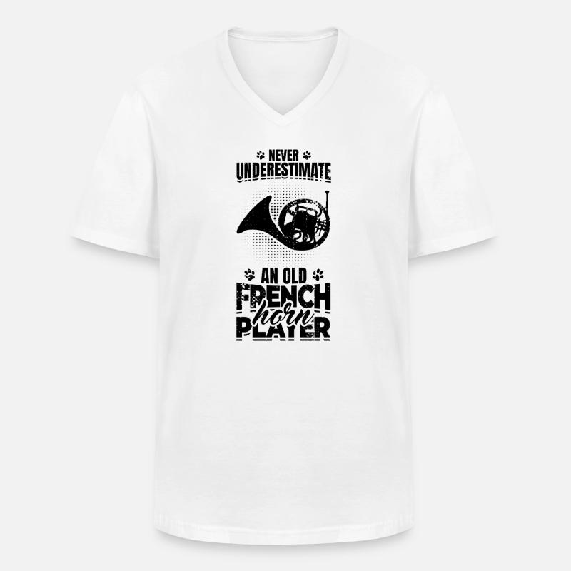 Vecchio corno francese - Maglietta da uomo classica con scollo a V - bianco