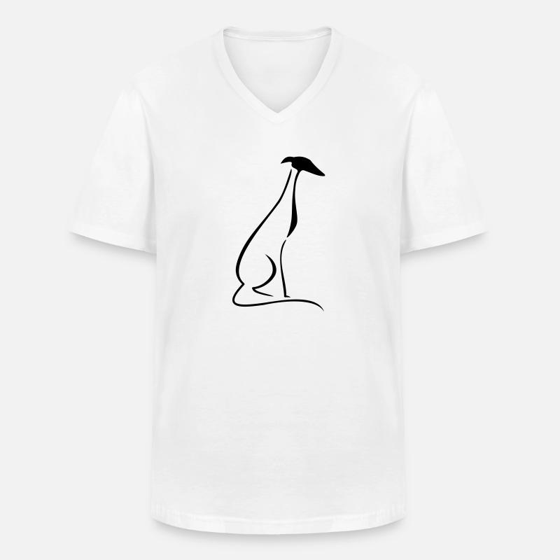 Sitzender Windhund - Männer-T-Shirt mit V-Ausschnitt - Weiß