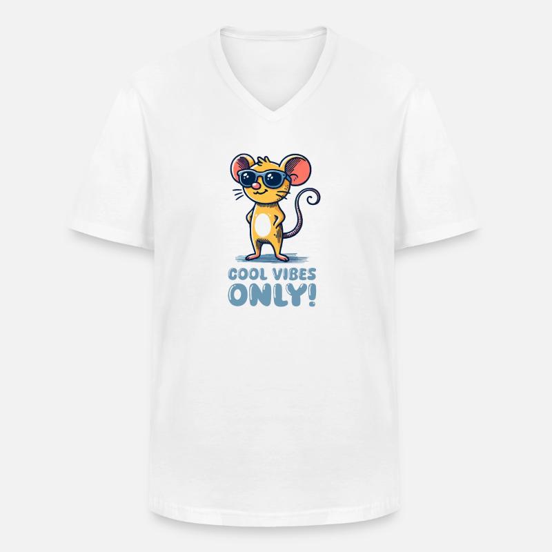 maus sonnenbrille cool - Männer-T-Shirt mit V-Ausschnitt - Weiß
