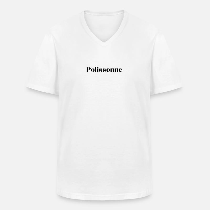 Polissonne - T-shirt col V Homme - blanc
