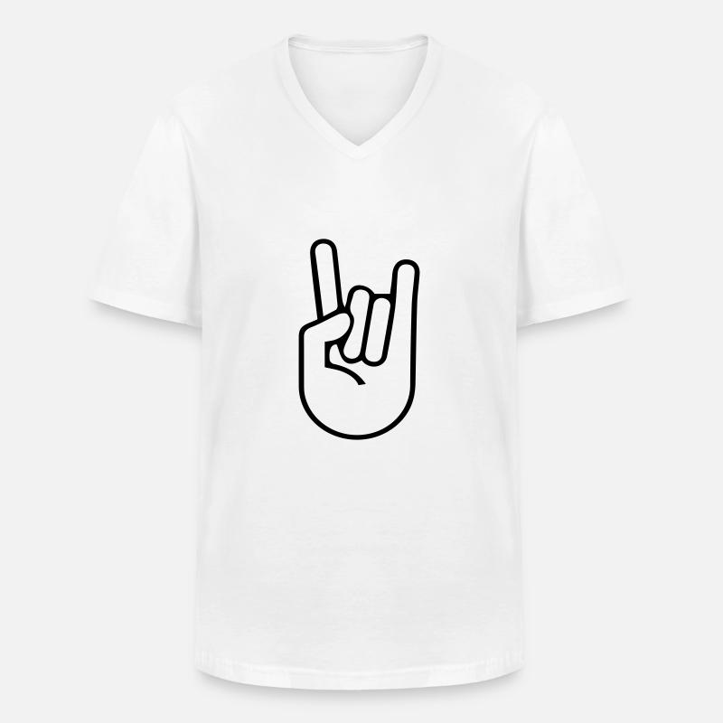 Rock'n'Roll Hand - Männer-T-Shirt mit V-Ausschnitt - Weiß