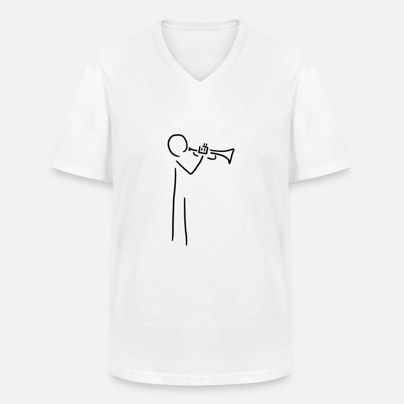 trompeter mit trompete - Männer-T-Shirt mit V-Ausschnitt - Weiß