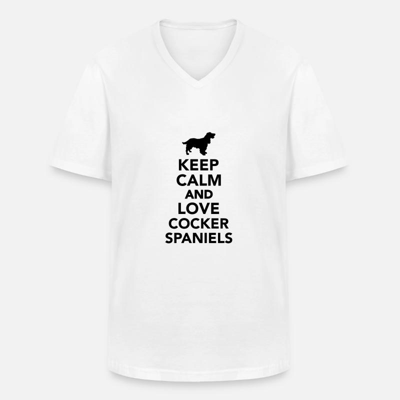 Cocker Spaniel - Männer-T-Shirt mit V-Ausschnitt - Weiß