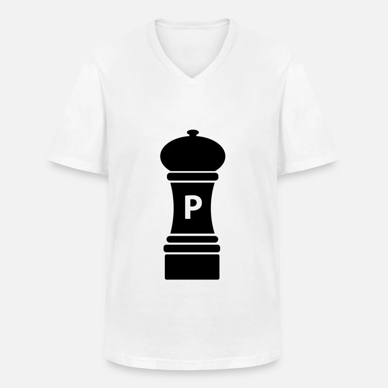 Schwarze Pfeffermühle / Geschenkidee - Männer-T-Shirt mit V-Ausschnitt - Weiß
