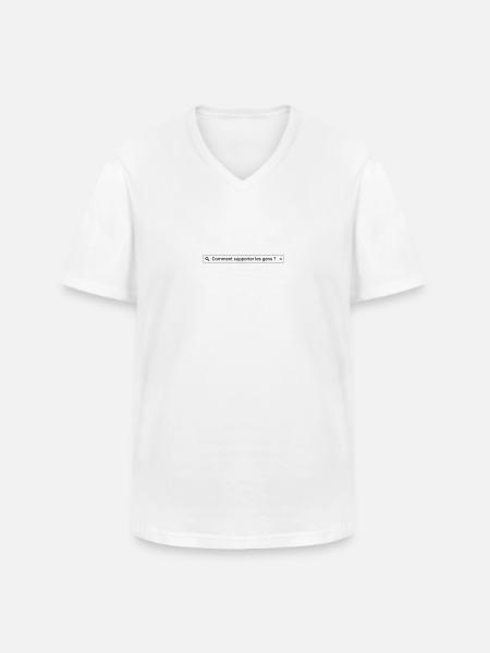 Comment supporter les gens ? - T-shirt col V Homme - blanc
