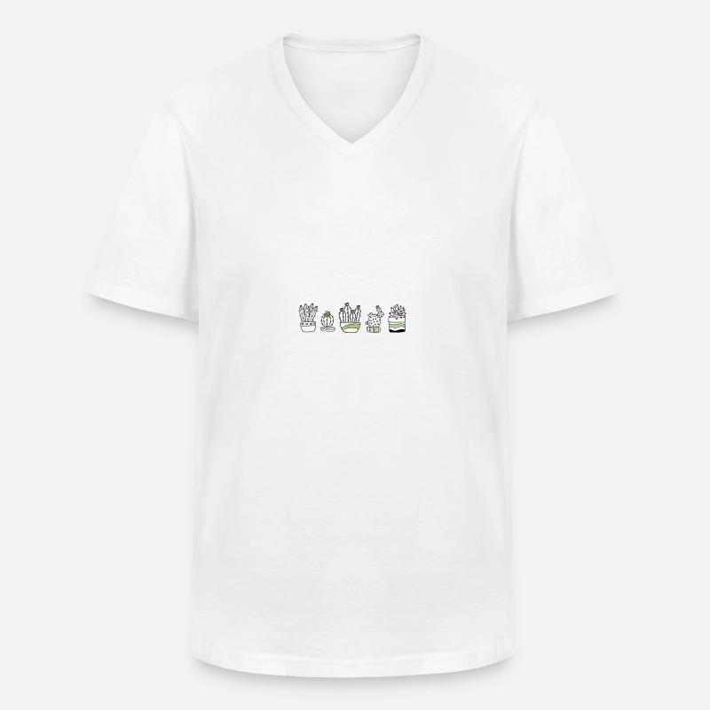 Cactus - Männer-T-Shirt mit V-Ausschnitt - Weiß