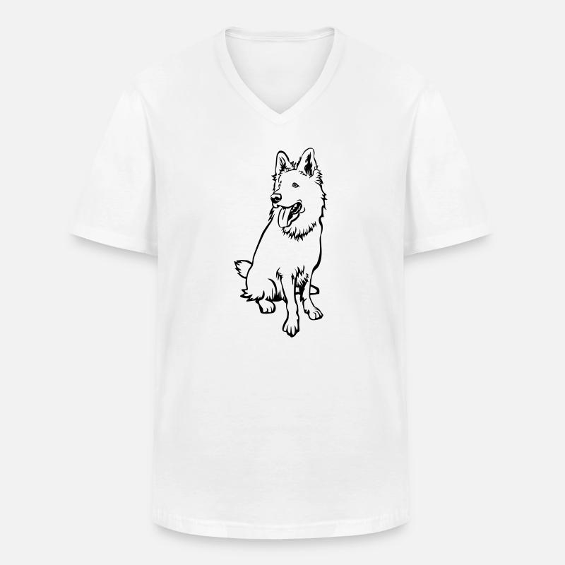 Schweizer Schäferhund - Männer-T-Shirt mit V-Ausschnitt - Weiß