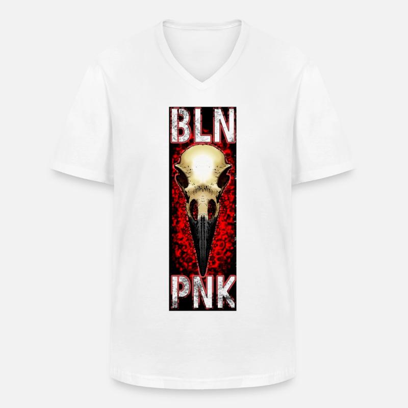 BLN PNK Ravenskull - Männer-T-Shirt mit V-Ausschnitt - Weiß