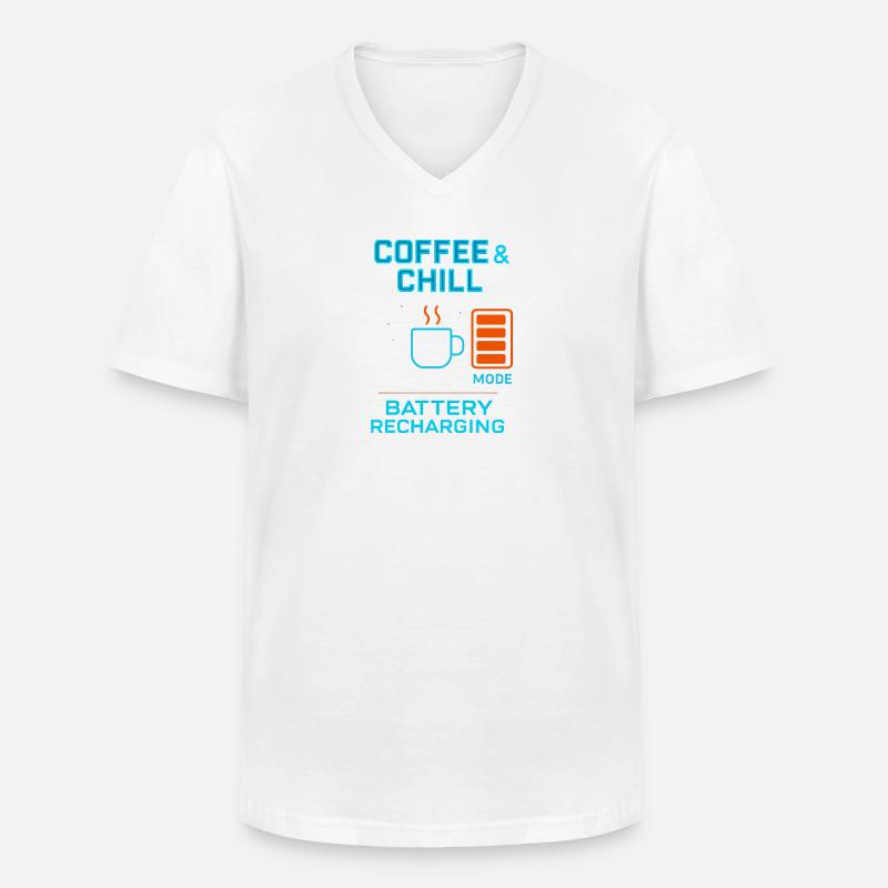 coffe and chill battery recharging - Männer-T-Shirt mit V-Ausschnitt - Weiß