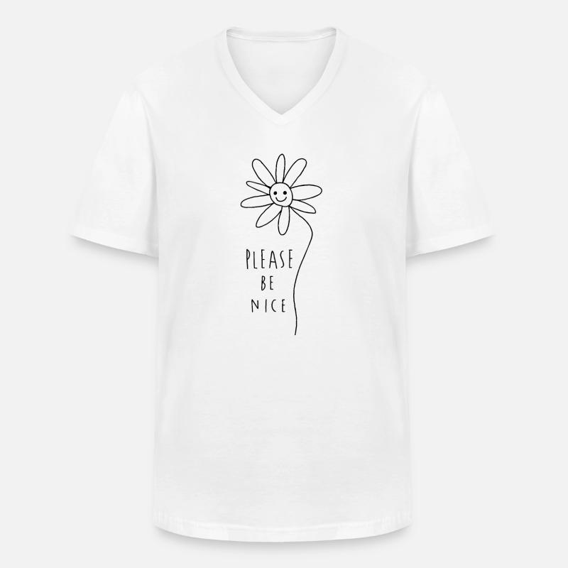 Please be nice – Friendly Minimal Statement - Men's V-Neck T-Shirt - white