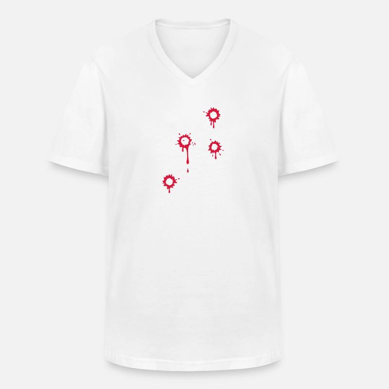 4 EINSCHUSS LÖCHER - Männer-T-Shirt mit V-Ausschnitt - Weiß