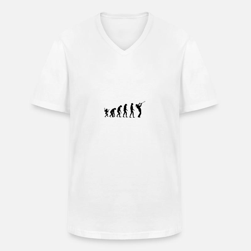 Evolution Posaune - Männer-T-Shirt mit V-Ausschnitt - Weiß