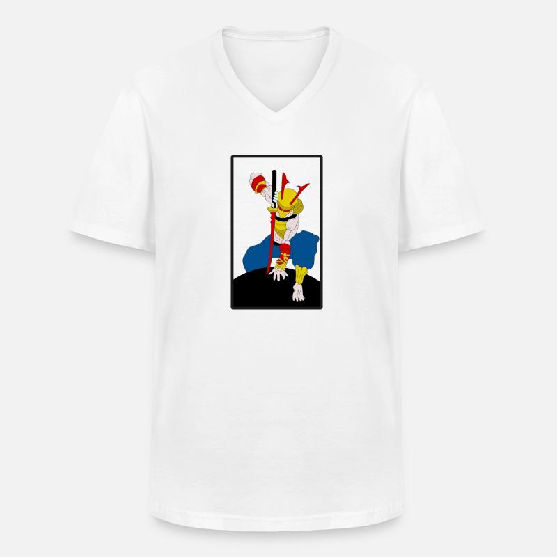 Gelber Samurai - Männer-T-Shirt mit V-Ausschnitt - Weiß