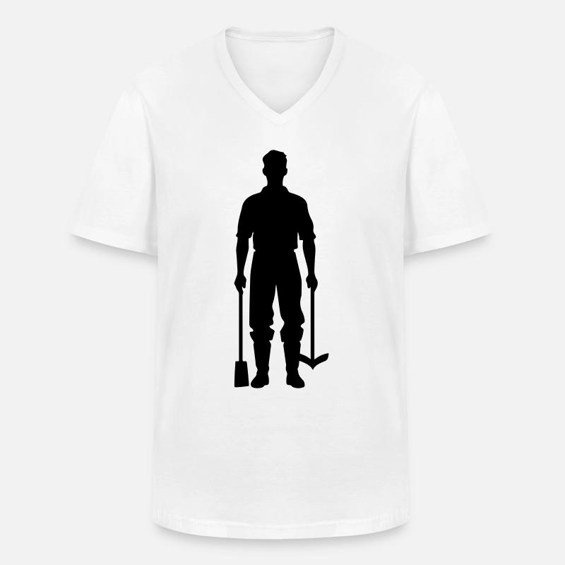 Bauer Silhouette Symbol - Männer-T-Shirt mit V-Ausschnitt - Weiß
