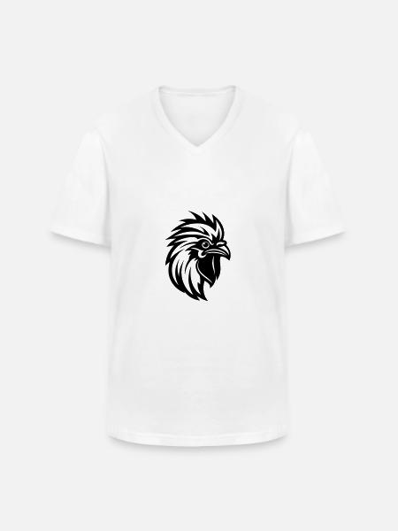 Rooster Head - Men's V-Neck T-Shirt - white