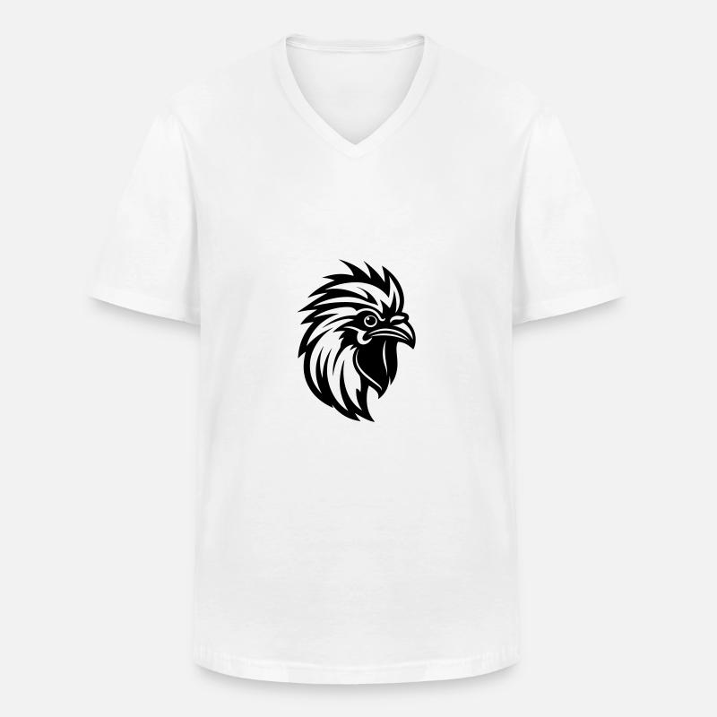 Hahn Kopf - Männer-T-Shirt mit V-Ausschnitt - Weiß