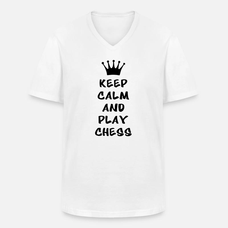 KEEP CALM AND PLAY CHESS - Männer-T-Shirt mit V-Ausschnitt - Weiß