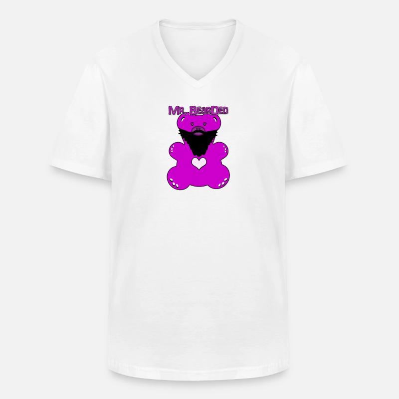 Mr. Bearded - Männer-T-Shirt mit V-Ausschnitt - Weiß