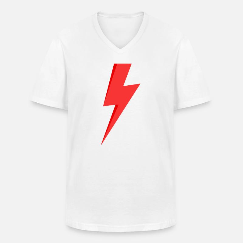 Red Lightning - Men's V-Neck T-Shirt - white