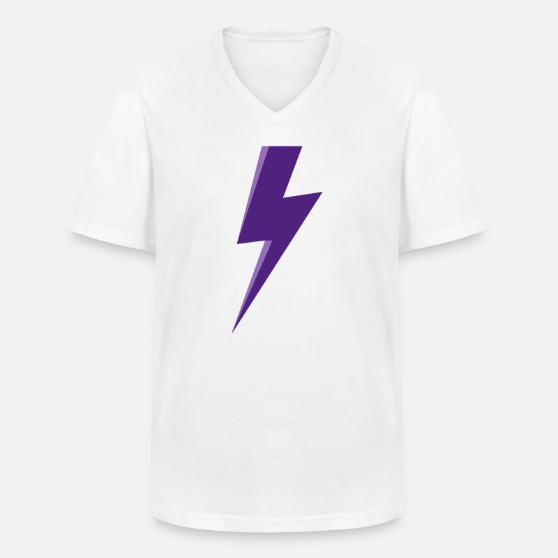 Purple Lightning - Men's V-Neck T-Shirt - white