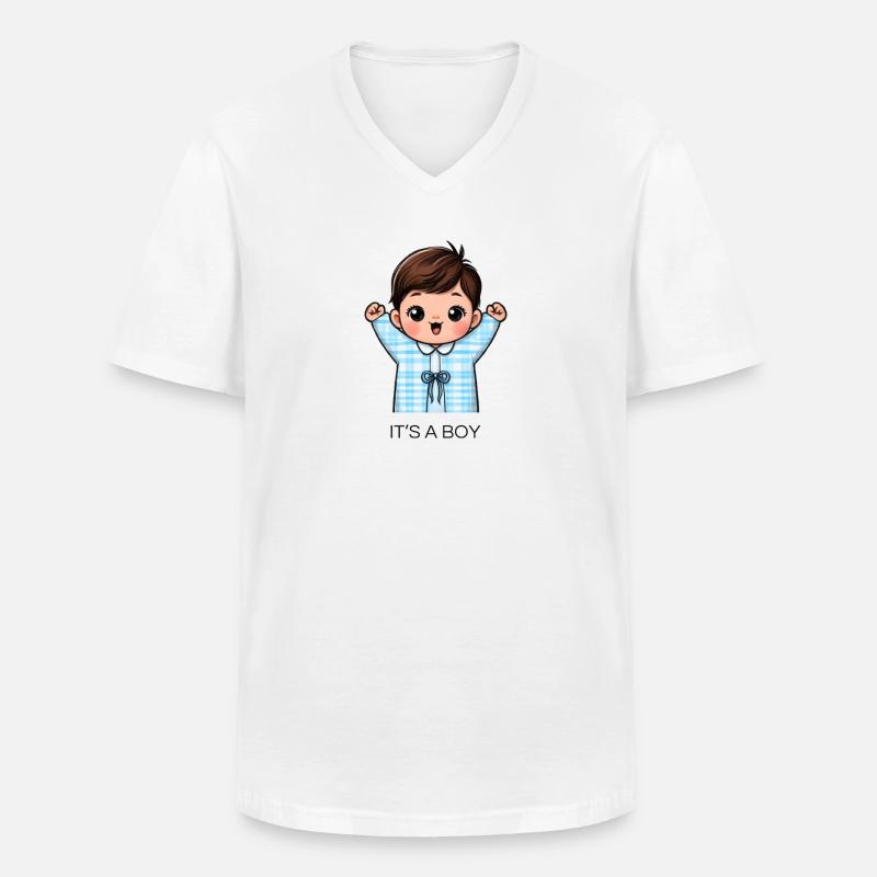IT S A BOY - Männer-T-Shirt mit V-Ausschnitt - Weiß