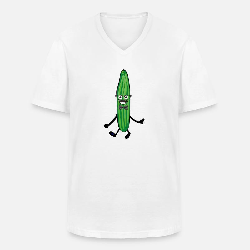 happy gurke,gurke, comic,fröhlich,nerd - Männer-T-Shirt mit V-Ausschnitt - Weiß