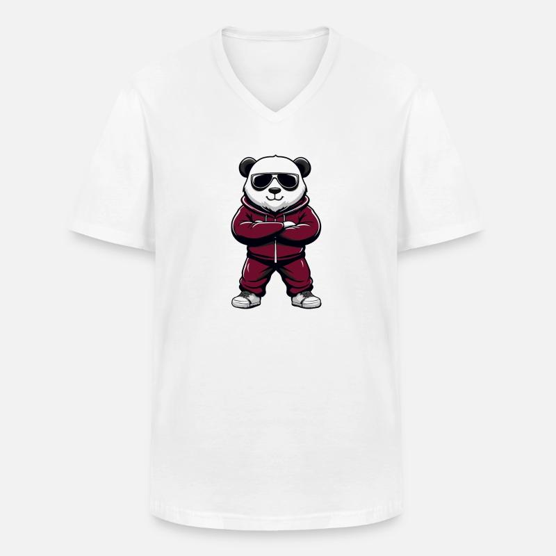 panda cool comic - Männer-T-Shirt mit V-Ausschnitt - Weiß