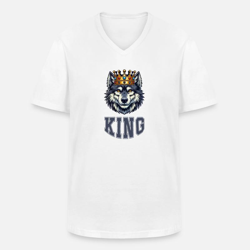 wolf king - Männer-T-Shirt mit V-Ausschnitt - Weiß