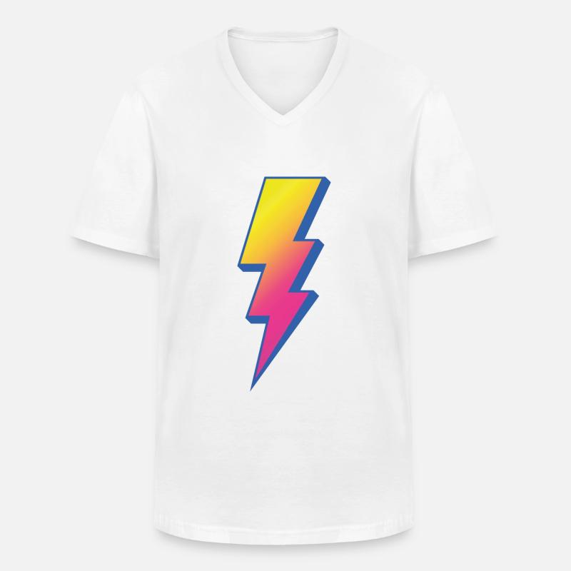 Blitz - Männer-T-Shirt mit V-Ausschnitt - Weiß