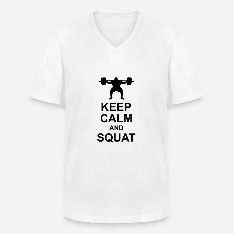 Keep Calm and Squat - Männer-T-Shirt mit V-Ausschnitt - Weiß